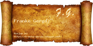 Franke Gergő névjegykártya